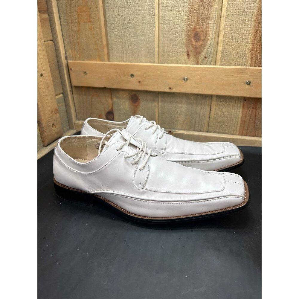 Stacy Adams Mens White Leather Square Toe Dress Shoes 12M Groom Prom